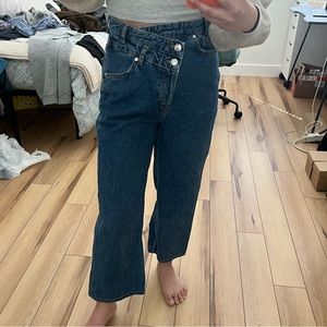 Mango Asymmetrical Button Jeans